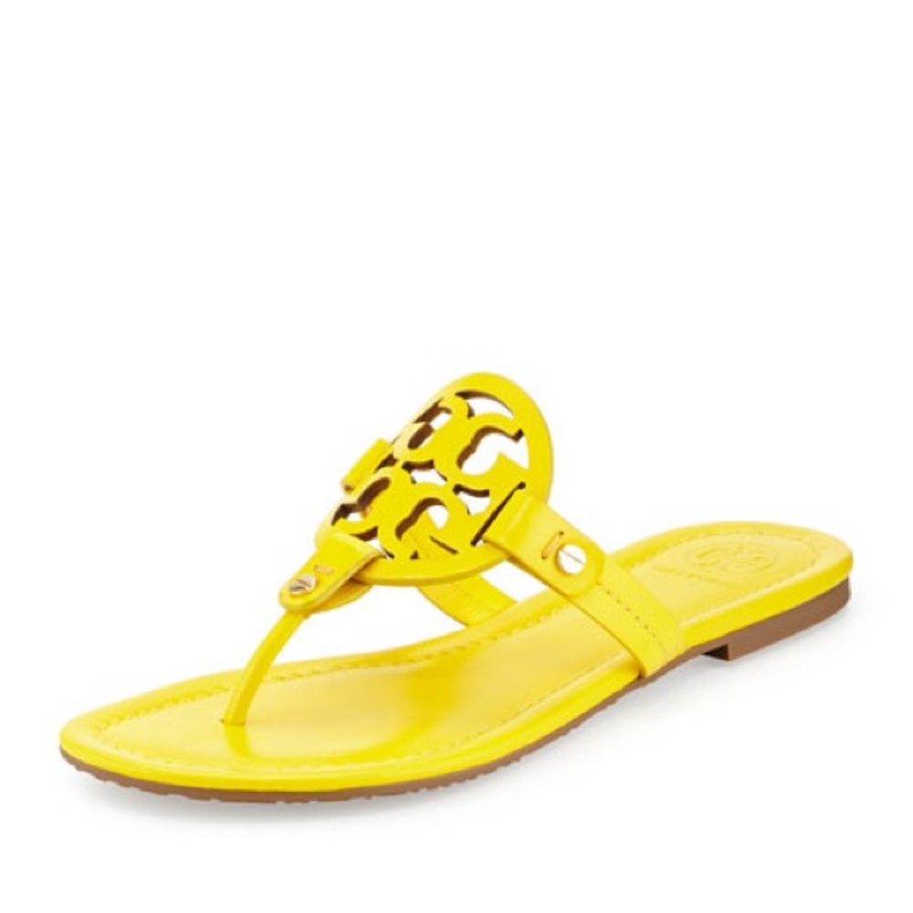 Tory Burch Miller Sandal Yellow Patent Leather Size 9